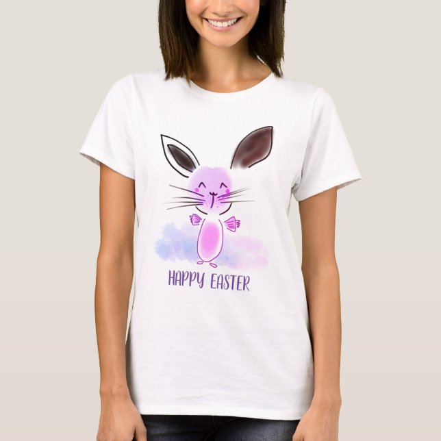 Niedlich Little Ombre Wasserfarbe Happy Osterfeier T-Shirt (Vorderseite)