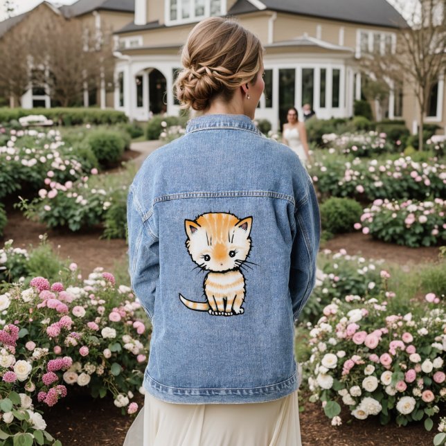 Niedlich Little Orange Tabby Kitten Jeansjacke (Hochzeit Rückseite)