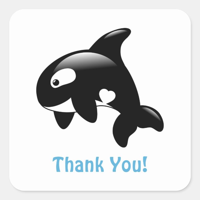 Niedlich Little Orca Vielen Dank Quadratischer Aufkleber (Vorderseite)