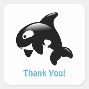 Niedlich Little Orca Vielen Dank Quadratischer Aufkleber