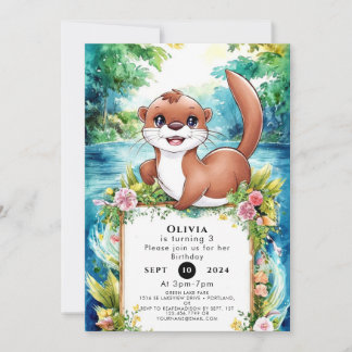 Niedlich Little Otter Geburtstag Einladung