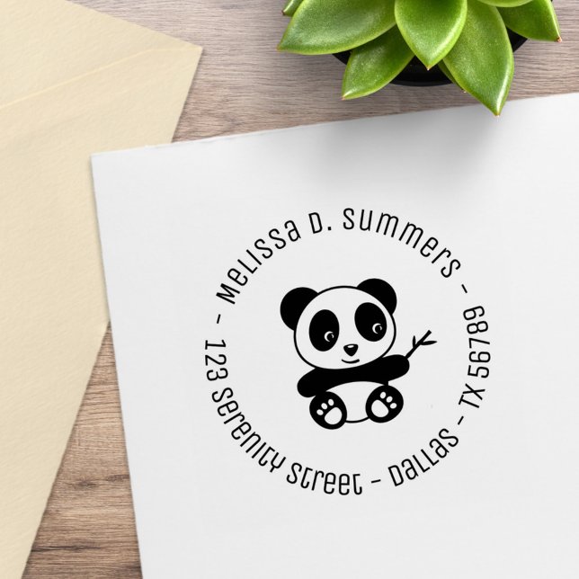 Niedlich Little Panda Bamboo Runde Rede 4 Gummistempel (Von Creator hochgeladen)