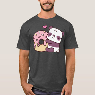 Niedlich Little Panda Hugging Doughnut T-Shirt