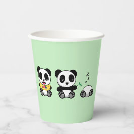 Niedlich Little Pandas auf Green Pappbecher