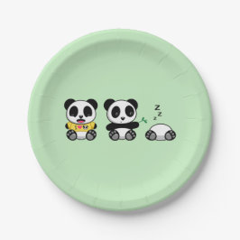 Niedlich Little Pandas auf Green Pappteller