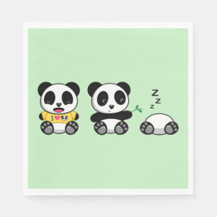 Niedlich Little Pandas auf Green Serviette