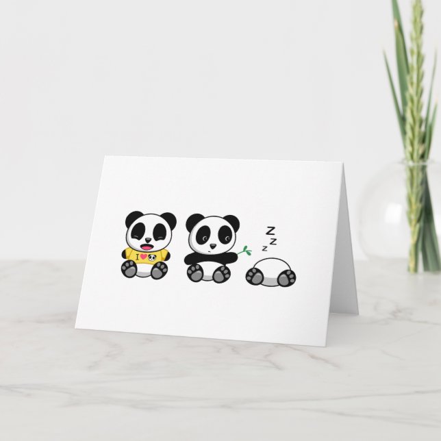 Niedlich Little Pandas Blank Karte (Vorderseite)