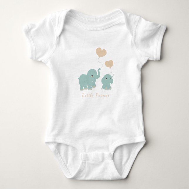 Niedlich Little Peanut Elephant Heart Ballon Blau Baby Strampler (Vorderseite)