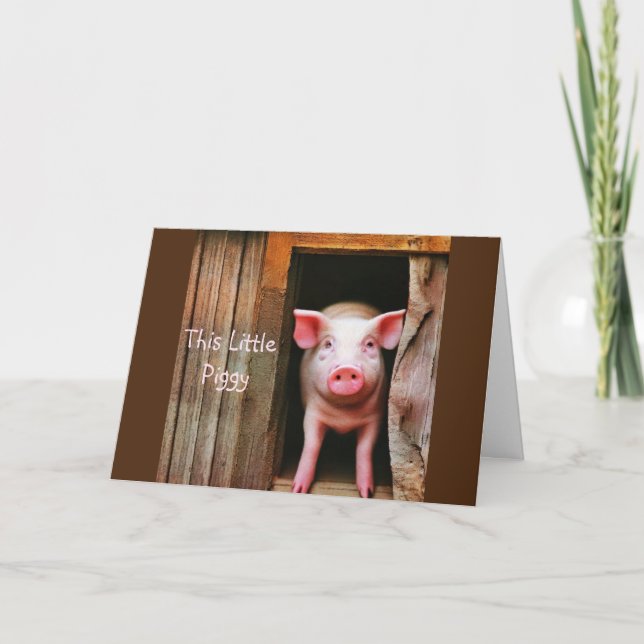 Niedlich Little Piggy Geburtstagkarte Dankeskarte (Vorderseite)