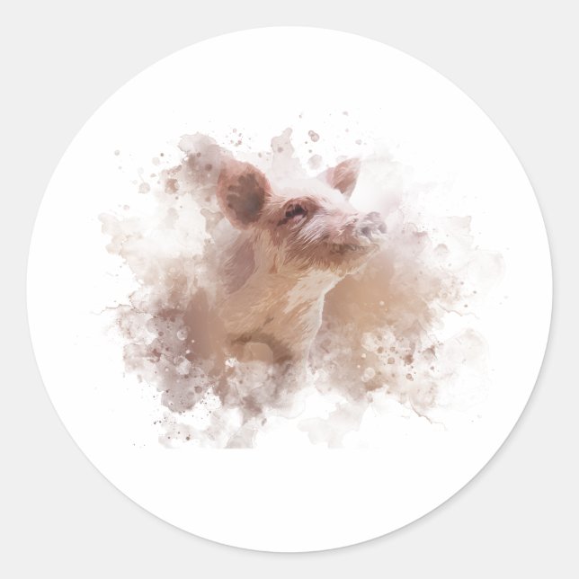 Niedlich Little Piggy Runder Aufkleber (Vorderseite)