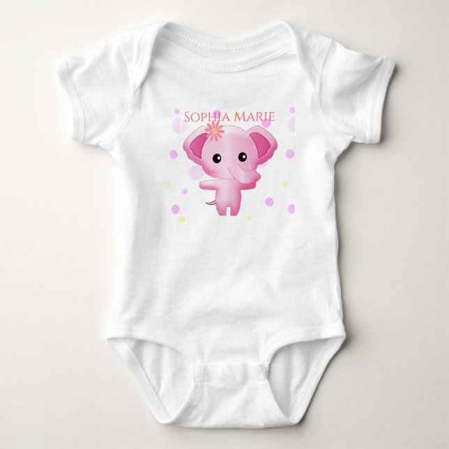 Niedlich Little Pink Baby Elephant Baby Strampler (Vorderseite)