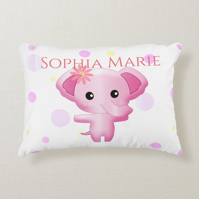 Niedlich Little Pink Baby Elephant Dekokissen (Vorderseite)