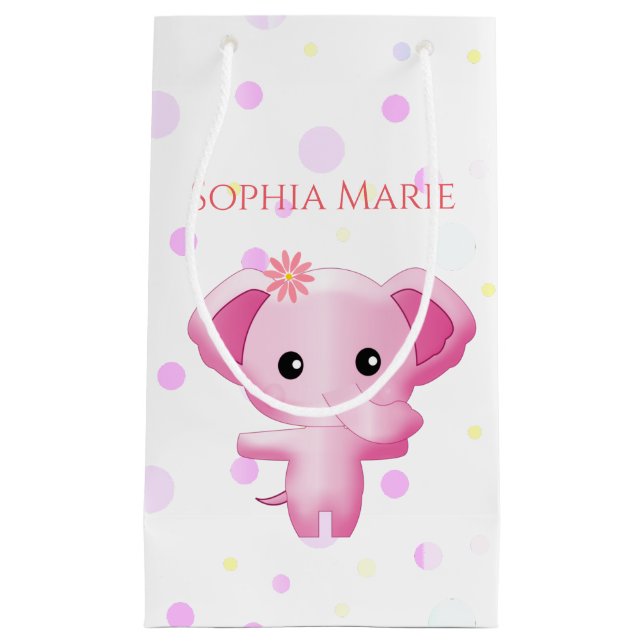 Niedlich Little Pink Baby Elephant Kleine Geschenktüte (Vorderseite)