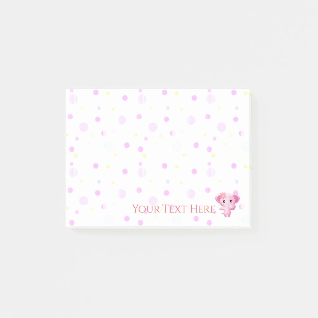 Niedlich Little Pink Baby Elephant Post-it Klebezettel (Vorderseite)