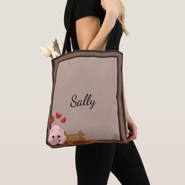 Niedlich Little Pink Piggy Personalisiert Tasche (Von Nahem)