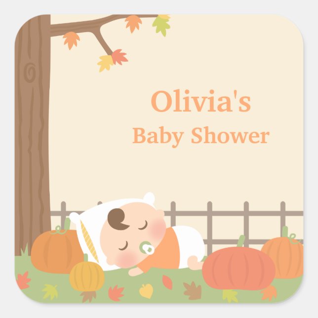 Niedlich Little Pumpkin Baby Shower Stickers (Vorderseite)