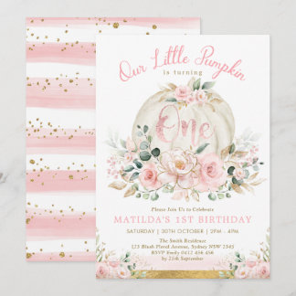 Niedlich Little Pumpkin Blush Pink Gold 1. Geburts Einladung