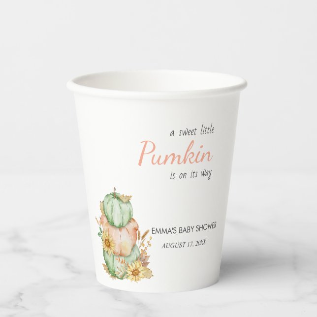 Niedlich Little Pumpkin Fall Baby Dusche Pappbecher (Vorderseite)