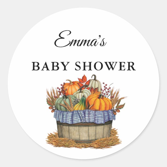 Niedlich Little Pumpkin Fall Baby Dusche Runder Aufkleber (Vorderseite)