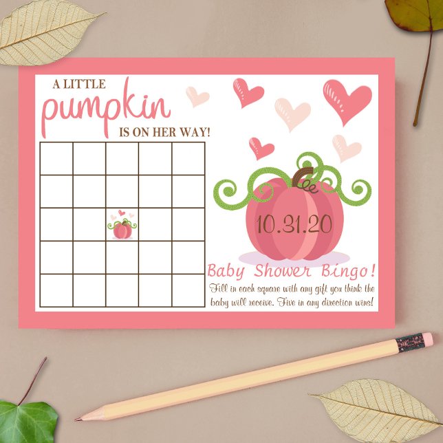 Niedlich Little Pumpkin Girls Babydusche Bingo Kar Einladung (Von Creator hochgeladen)