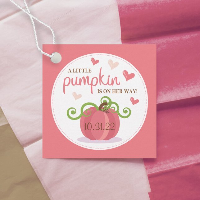 Niedlich Little Pumpkin Girls Babydusche Geschenkanhänger (Von Creator hochgeladen)