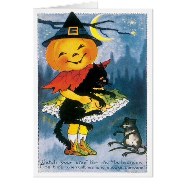 Niedlich Little Pumpkin Vintage Karte (Vorne)