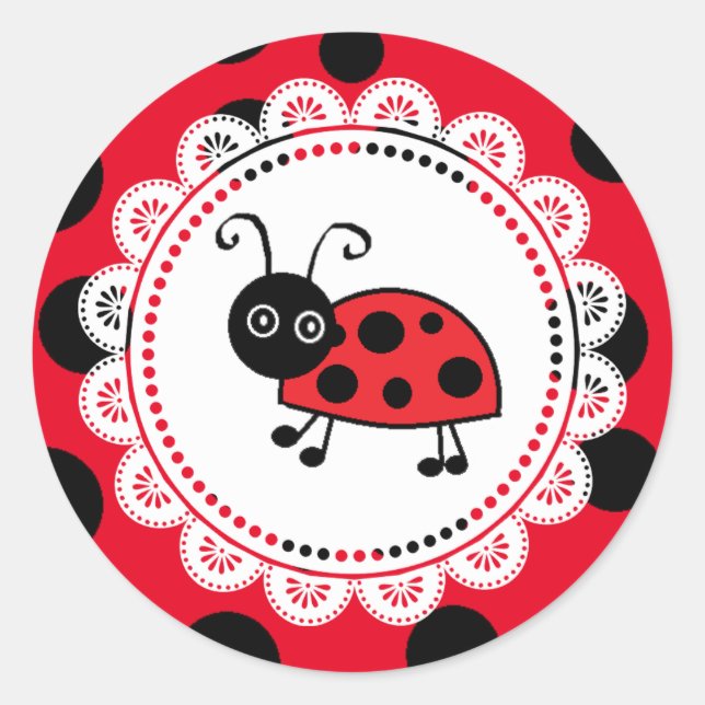 Niedlich Little Red and BlackLadybug Runder Aufkleber (Vorderseite)