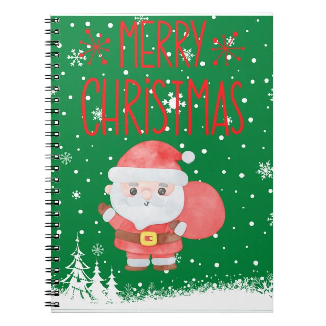 Niedlich Little Santa Green Notebook Notizblock (Vorderseite)