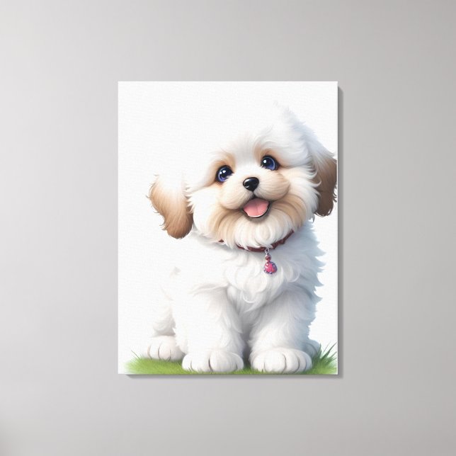 Niedlich Little Shih Tzu Puppy Dog Lover Leinwanddruck (Vorderseite)