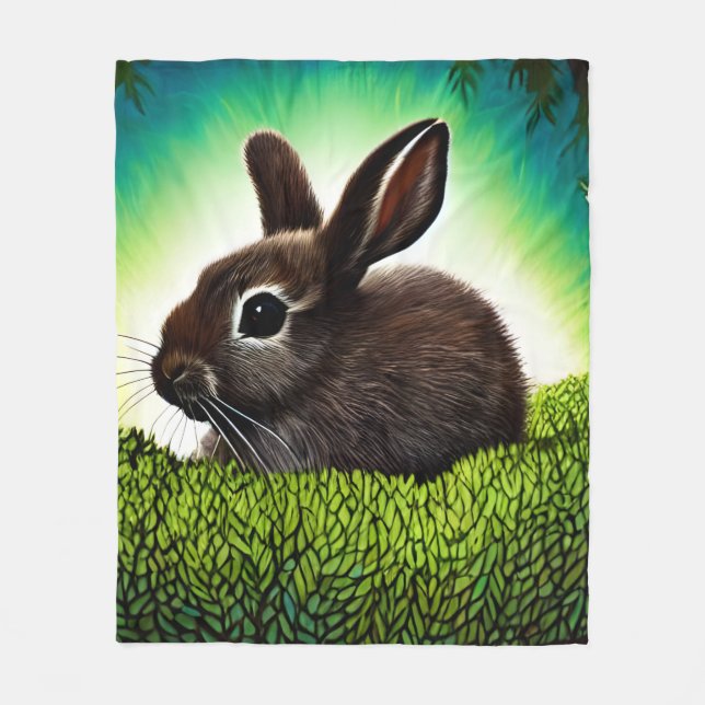 Niedlich Little Storybook Bunny Fleecedecke (Vorderseite)