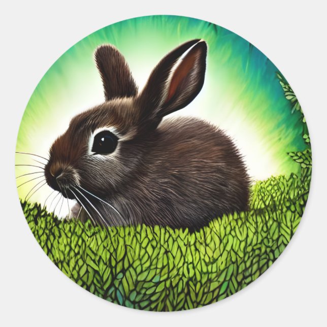 Niedlich Little Storybook Bunny Runder Aufkleber (Vorderseite)