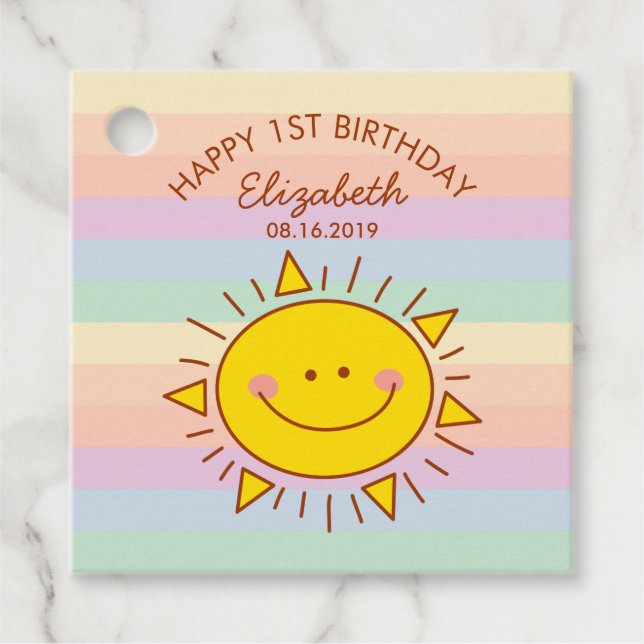 Niedlich Little Sunshine Baby First Birthday Party Geschenkanhänger (Vorderseite)