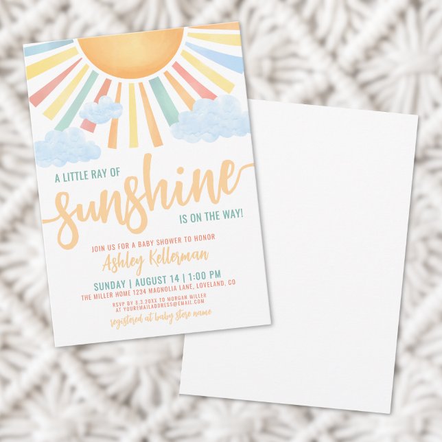 Niedlich Little Sunshine Boy Baby Dusche Einladung (Cute Little Sunshine Boy Baby Shower Invitation)