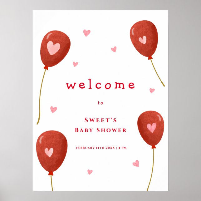Niedlich Little Sweetheart Balloon Welcome Baby Du Poster (Vorne)