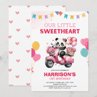 Niedlich Little Sweetheart Panda Einladung zum Geb