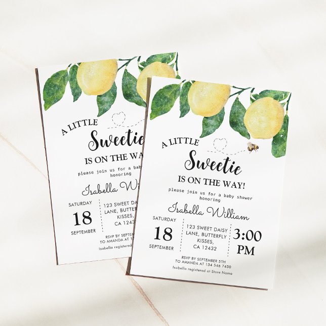 Niedlich Little Sweetie Lemon Babydusche Einladung (Von Creator hochgeladen)