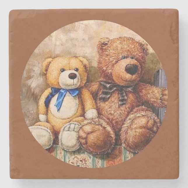 Niedlich Little Teddy Bears Steinuntersetzer (Vorderseite)