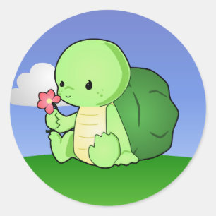 Niedlich Little Turtle Runder Aufkleber