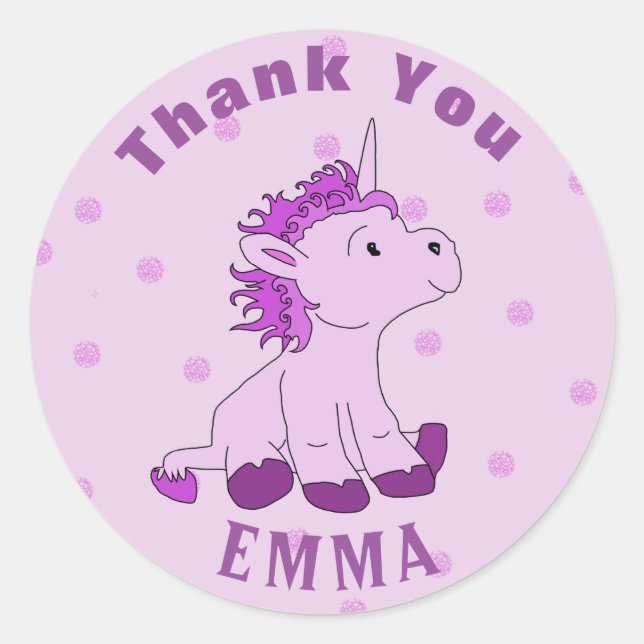 Niedlich Little Unicorn Vielen Dank Runder Aufkleber (Vorderseite)
