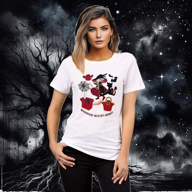 Niedlich Little Wandering Hexe Mommy Halloween Fun Tri-Blend Shirt (Cute Little Wandering Witch Mommy Halloween Funky Tri-Blend Shirt)