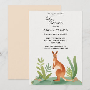 Niedlich Little Watercolor Kangaroo Kinderdusche Einladung