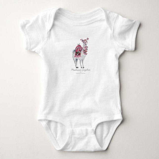 Niedlich Llama Animal | Baby Girl | Bodysuit Strampler (Vorderseite)