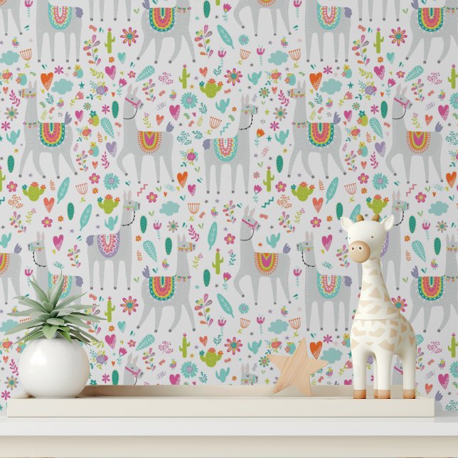 Niedlich Llama Blume Girls Modernes Kindermuster Tapete (Von Creator hochgeladen)