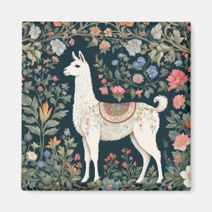 Niedlich Llama Elegant Floral Magnet
