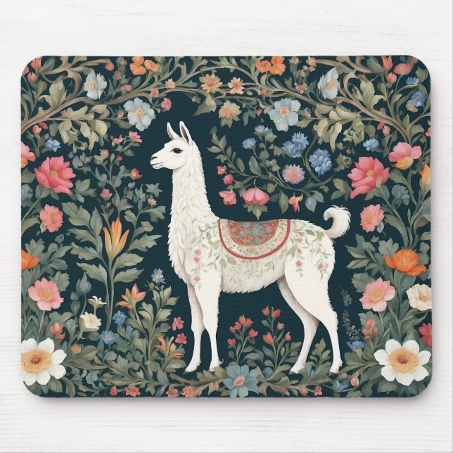 Niedlich Llama Elegant Floral Mousepad (Vorne)