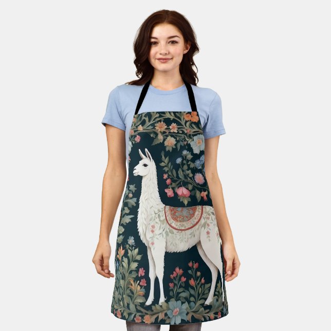 Niedlich Llama Elegant Floral Schürze (Getragen)