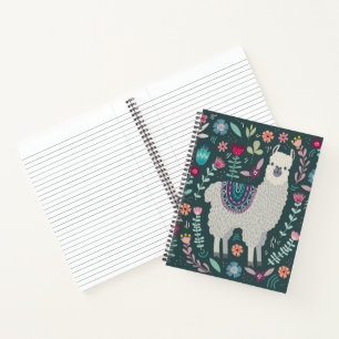 Niedlich Llama Floral Design Notizbuch