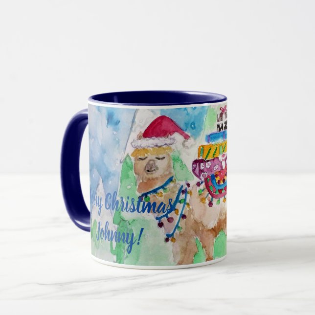 Niedlich Llama Frohe Weihnachtsjunge Kinder Tasse (Vorderseite Links)
