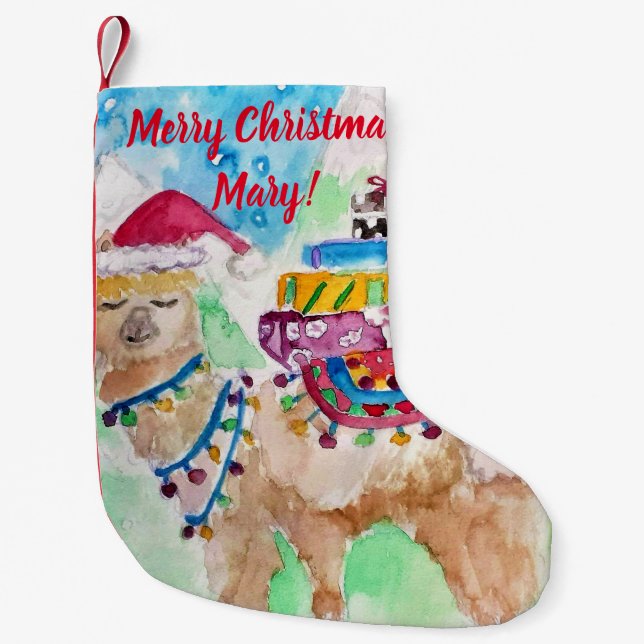 Niedlich Llama Frohe Weihnachtskunst Girls Strumpf Kleiner Weihnachtsstrumpf (Vorderseite)