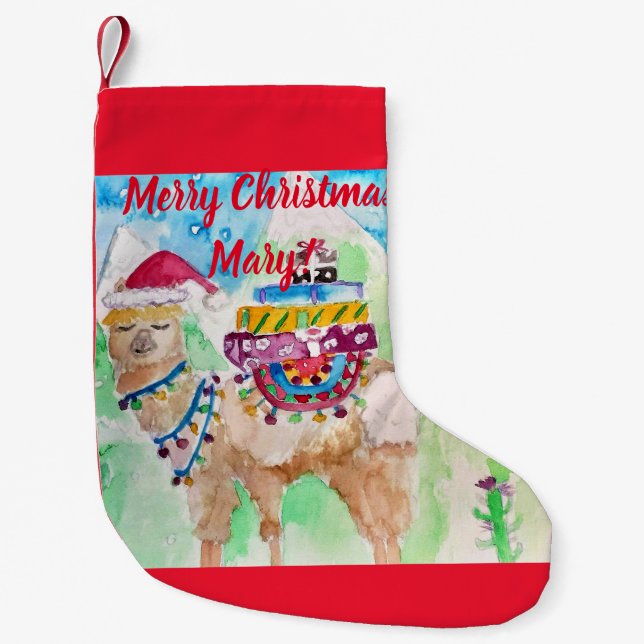 Niedlich Llama Frohe Weihnachtsmädchen Kinder Stru Kleiner Weihnachtsstrumpf (Vorderseite)